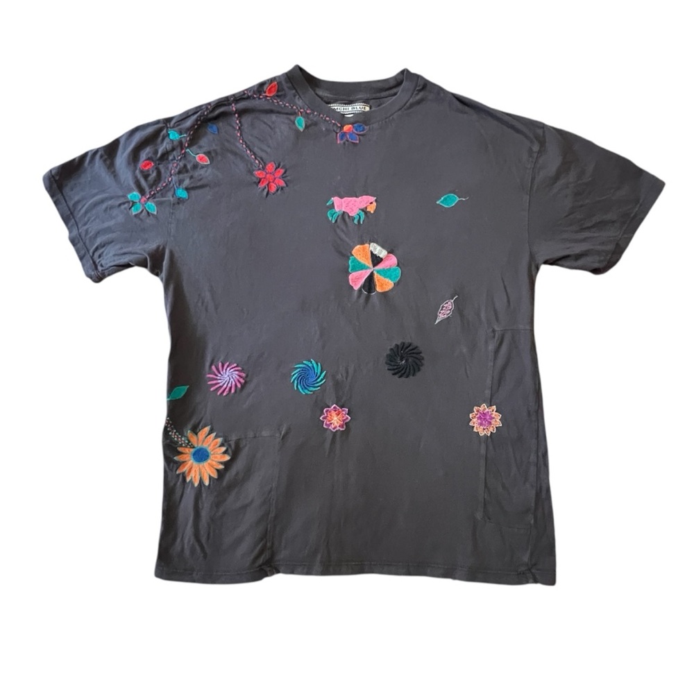Kimchi Blue Black Oversized Tee with Colorful Embroidery XS/S